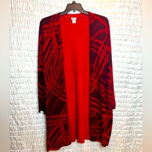 Chicos’s Black and Red Print Duster